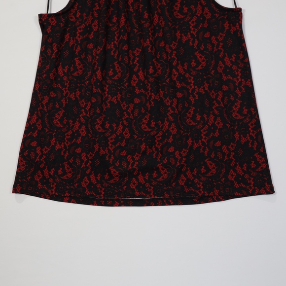 Michael Kors Women's Spaghetti‎ Straps Elastic Neck Floral Top Black/Red Size S - Picture 6 of 8